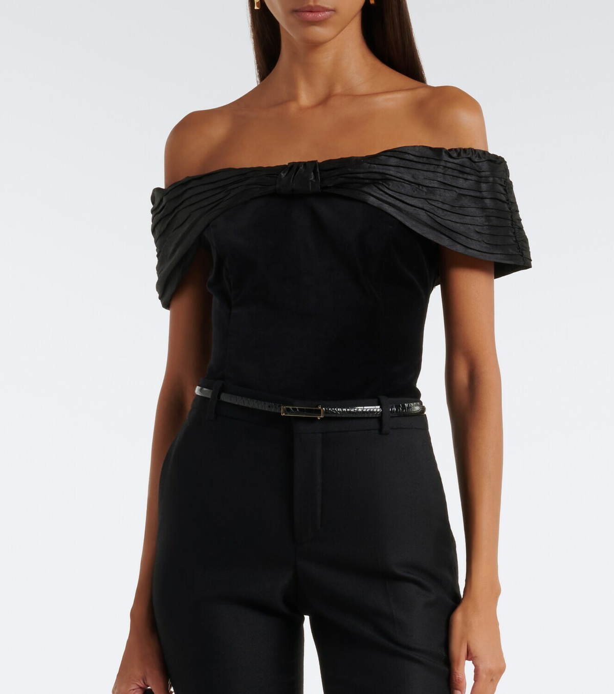Rixo Chime off-shoulder cotton velvet top
