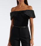 Rixo Chime off-shoulder cotton velvet top