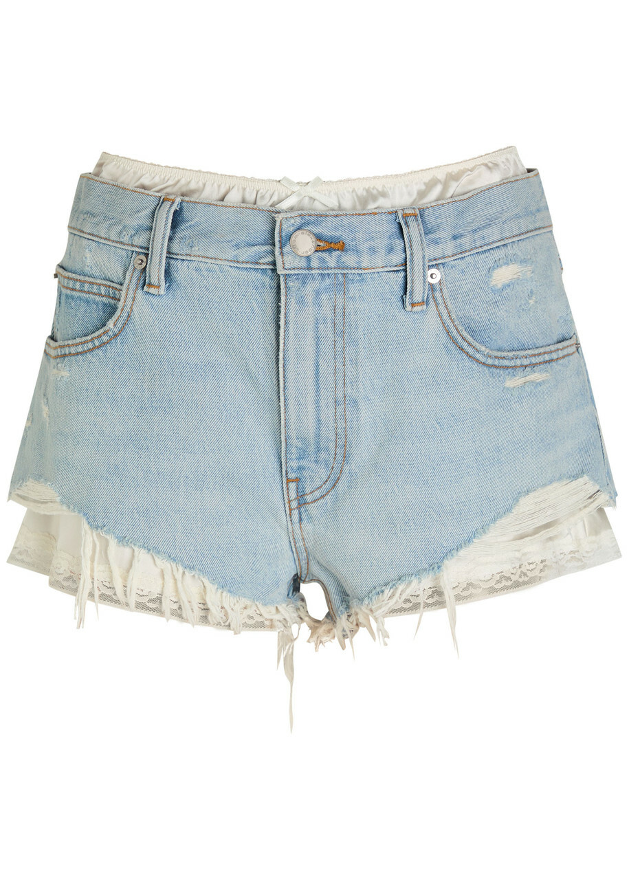 Alexanderwang.t Underwear-effect Denim Shorts Indigo
