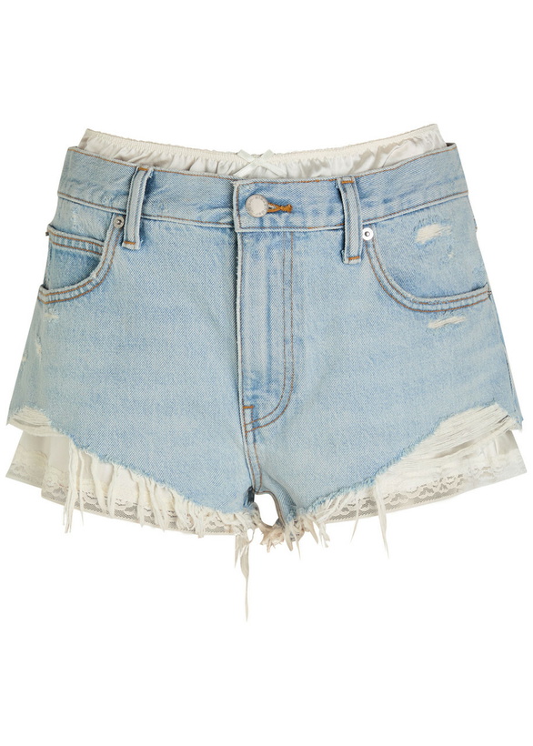 Photo: Alexanderwang.t Underwear-effect Denim Shorts Indigo