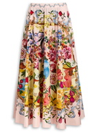 Farm Rio Garden Terrace Cotton-poplin Maxi Skirt Pink