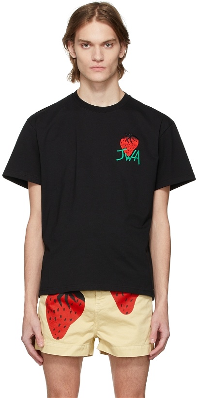 Photo: JW Anderson Black Embroidered 'JWA' Strawberry T-Shirt
