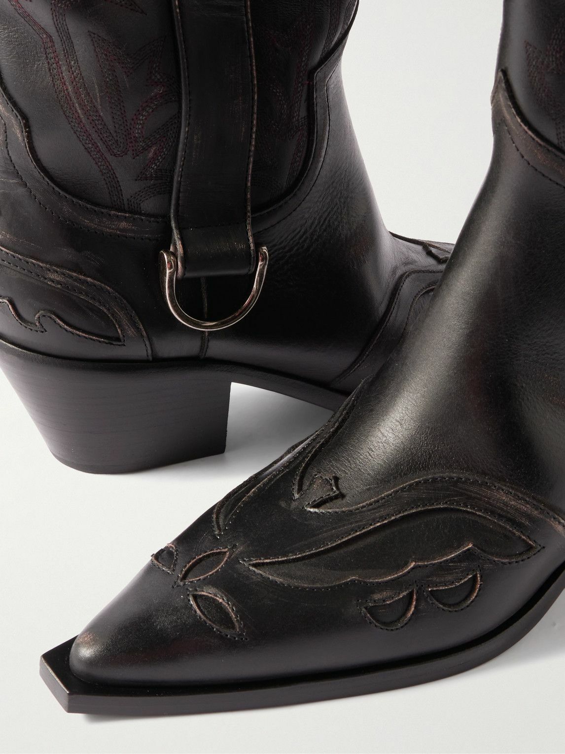 Enfants Riches Déprimés - Distressed Leather Cowboy Boots - Black