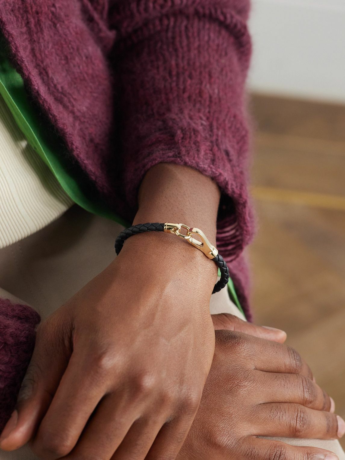 John Hardy - Braided Leather and 14-Karat Gold Bracelet - Gold