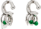 Acne Studios Silver & Green Multi Charm Earrings