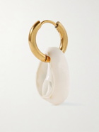 éliou - Fleur Gold-Tone, Crystal-Embellished and Painted Shell Single Hoop Earring
