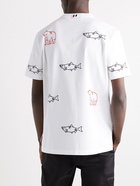 Thom Browne - Embroidered Cotton-Jersey T-Shirt - White