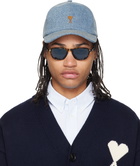 AMI Paris Blue Denim Ami de Coeur Embroidery Cap