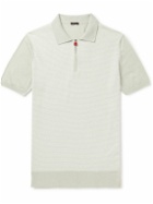 Kiton - Printed Cotton Half-Zip Polo Shirt - Gray
