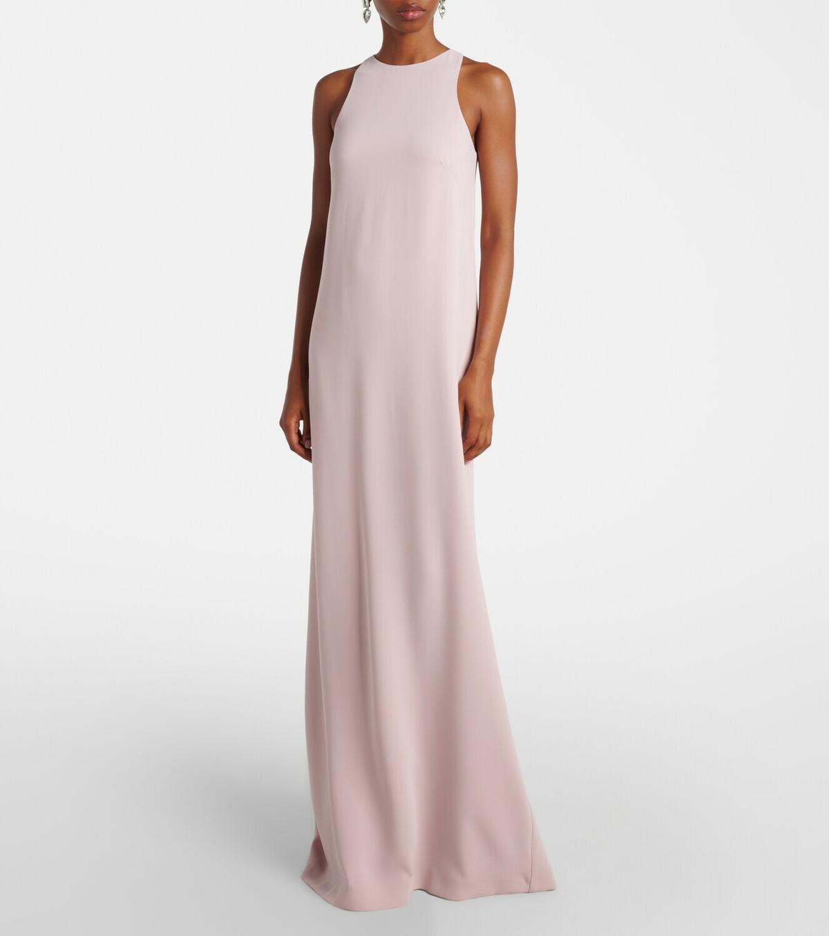 Costarellos Crystal-embellished caped gown