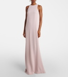 Costarellos Crystal-embellished caped gown