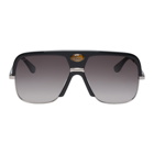 Gucci Black and Grey Double G Aviator Sunglasses