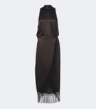 SIR Lula fringed asymmetric silk maxi dress