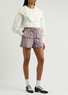 Damson Madder Cindy Checked Cotton Shorts Lilac