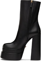 Versace Black Leather Intrico Heeled Boots
