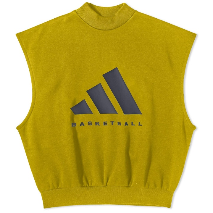 Photo: Adidas Basketball Sleeveless Logo T-Shirt in Pulse Olive
