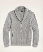 Brooks Brothers Men's Ribbed Cotton Shawl Collar Cardigan | Grey Heather