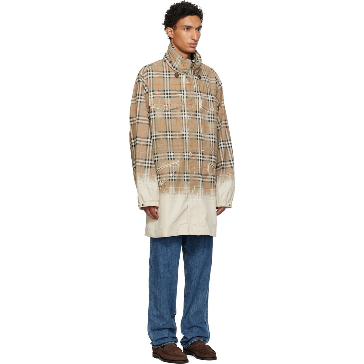 Burberry Beige Gradient Check Tropical Gabardine Parka