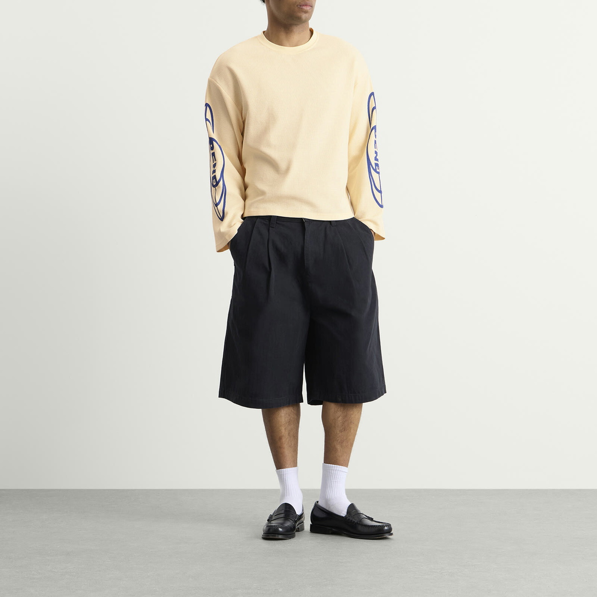 Bene Culture Worldwide Thermal Long Sleeve T-Shirt in Cream