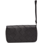 Bottega Veneta Black Intrecciato Zip-Around Pouch