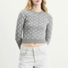 Marine Serre Women's Moon Jacquard Knit Fitted Crewneck Sweater in Misty Grey