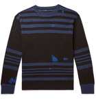 MAISON MARGIELA - Embroidered Striped Knitted Sweater - Black