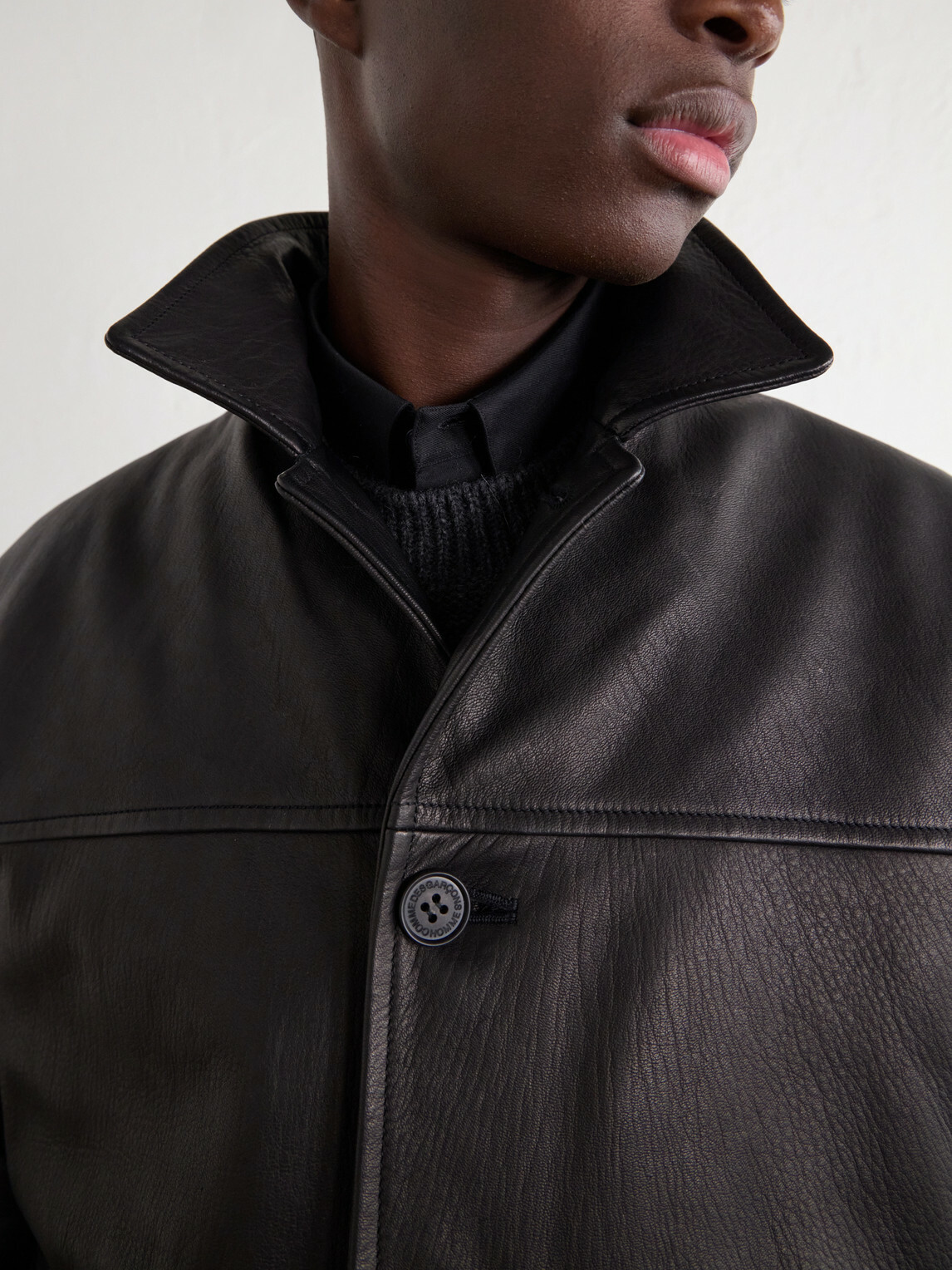 COMME DES GARÇONS HOMME - Padded Oiled-Leather Jacket - Black