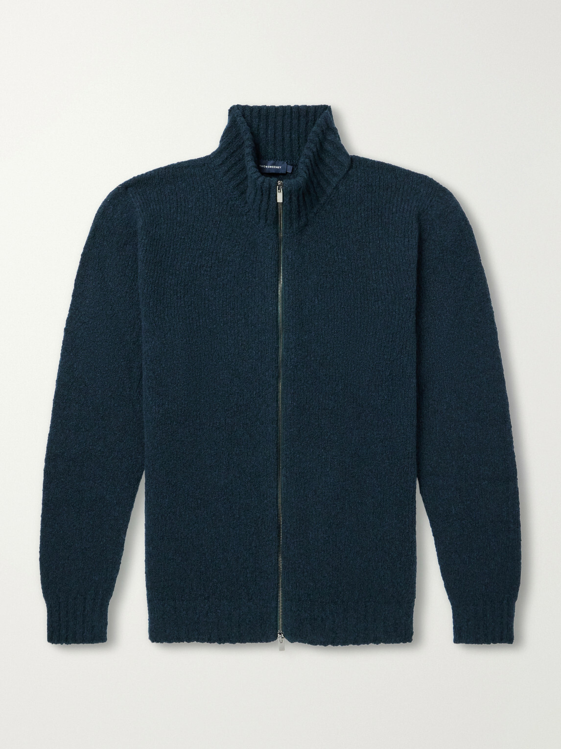 Thom Sweeney - Wool-Blend Zip-Up Mock-Neck Sweater - Green