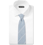 TOM FORD - 8.5cm Striped Silk and Linen-Blend Tie - Men - Light blue