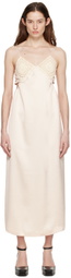 LVIR Beige V-Neck Midi Dress