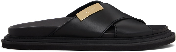 Photo: Moschino Black Logo Plaque Sandals