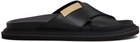 Moschino Black Logo Plaque Sandals