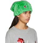 Undercover Green Rabbit Fur Logo Beanie