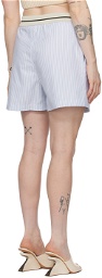 Palm Angels Blue & White Stripes Shorts