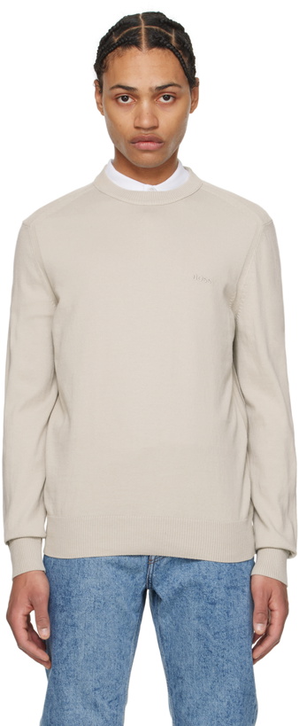 Photo: BOSS Beige Embroidered Sweater