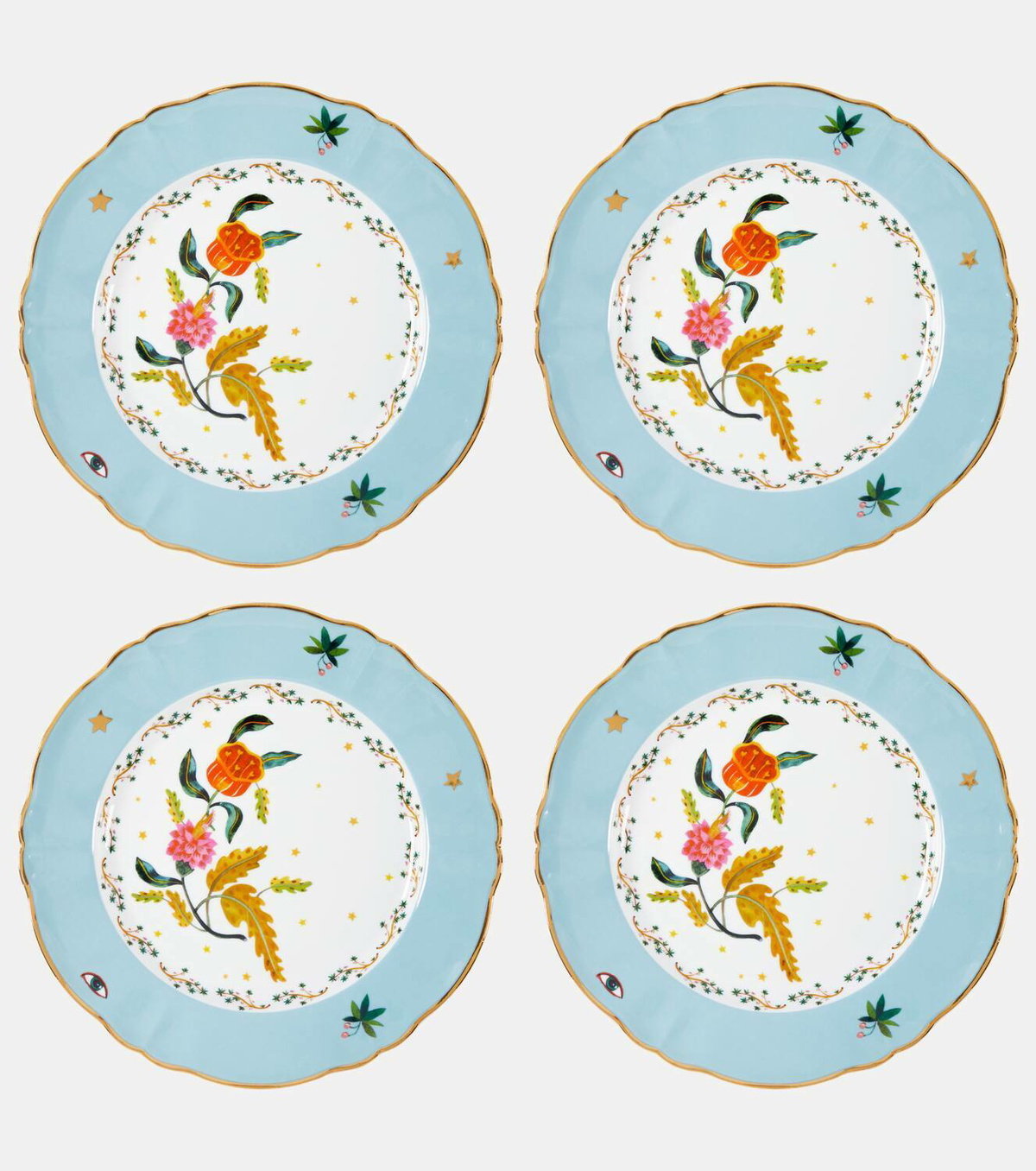 Bitossi Fabula Profumo set of 4 porcelain dinner plates