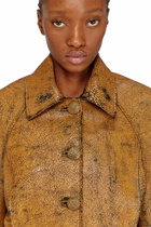 Diesel Cropped cocoon jacket in crackle leather - Leather jackets Womens in Brown