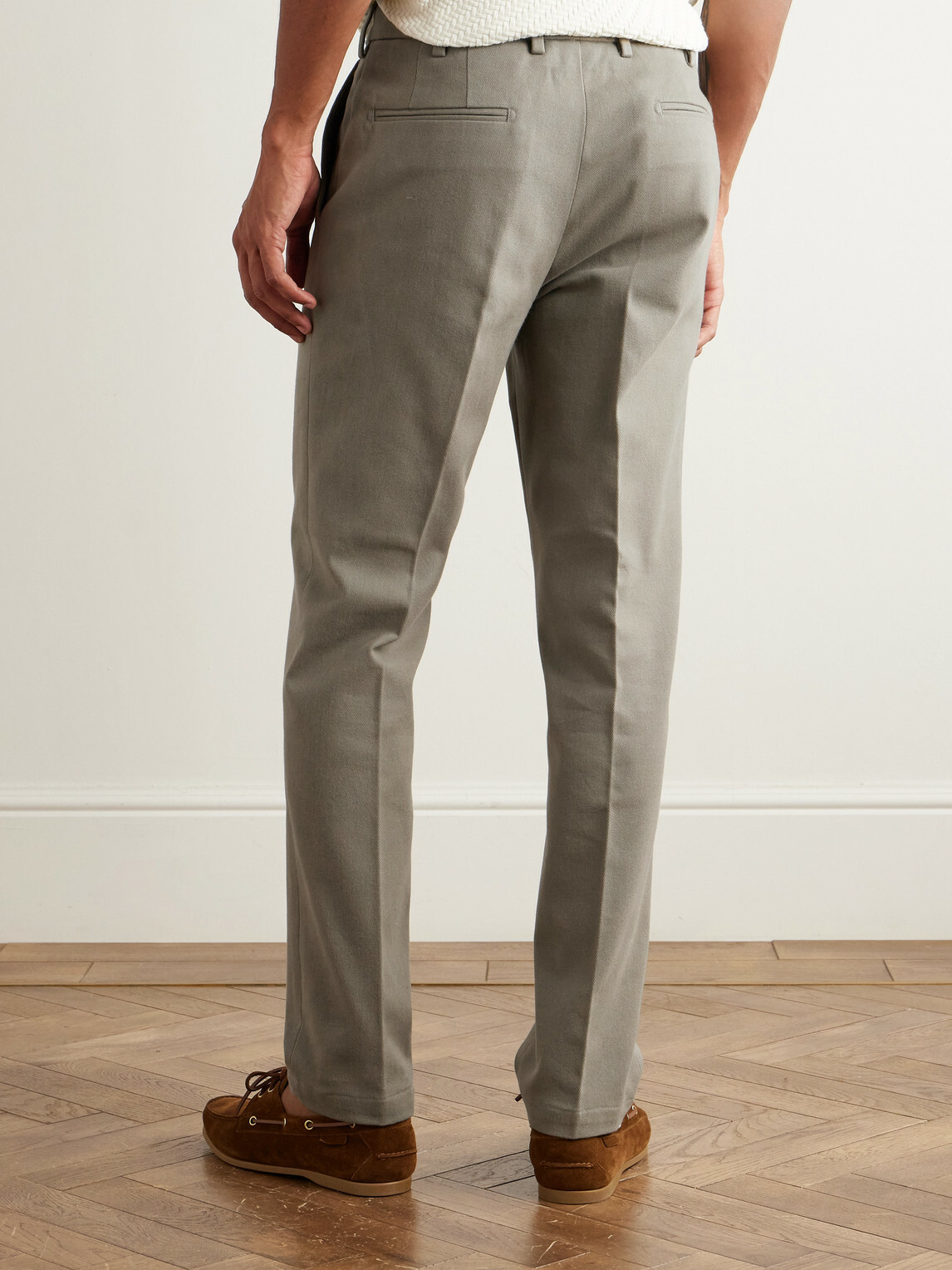 Thom Sweeney - Straight-Leg Cotton-Twill Trousers - Neutrals