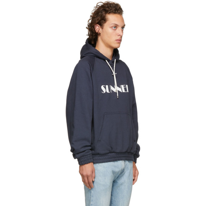 Sunnei Navy Logo Hoodie Sunnei