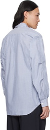 DAIWA PIER39 Blue & White Tech Button Down L/S Stripe Shirt