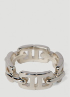 Small Monogram Chain Ring in Silver
