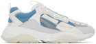 AMIRI White & Blue Nubuck Bone Runner Sneakers