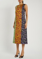 LA Double J Column Floral-jacquard Woven Midi Dress Yellow
