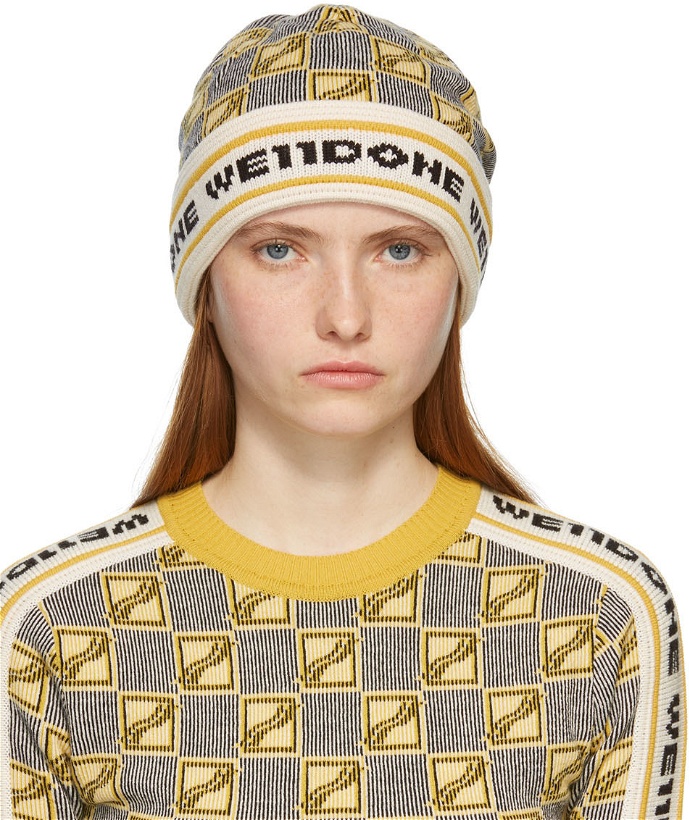Photo: We11done Yellow Logo All Over Short Beanie