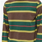 Adsum Men's Long Sleeve Rugby Stripe T-Shirt in Green Stripe