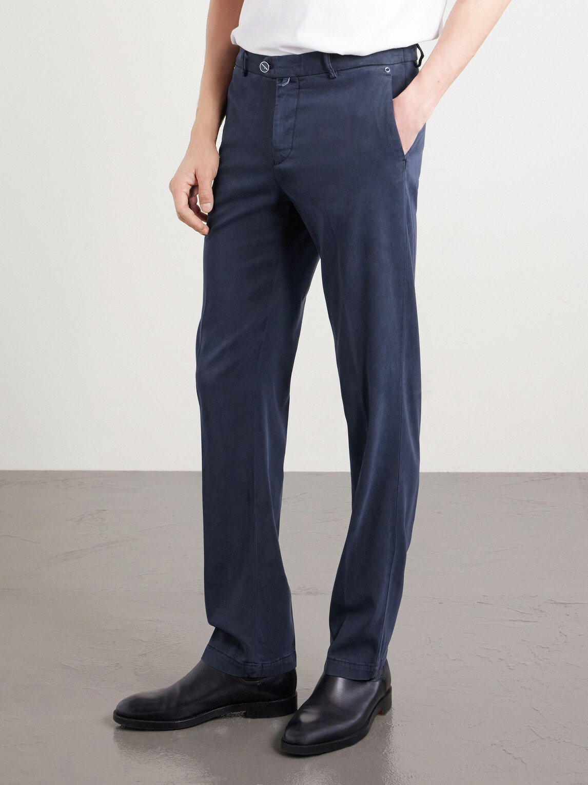 Kiton - Straight-Leg Lyocell-Blend Twill Trousers - Blue