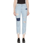 SJYP Blue Patched Cut-Off Jeans