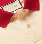 Gucci - Logo-Embroidered Stretch-Cotton Piqué Polo Shirt - Cream