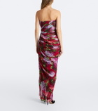 Carolina Herrera Floral silk chiffon bustier dress