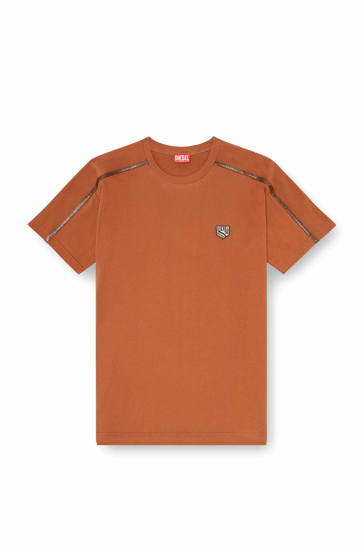 Diesel T-shirt with contrast trims and logo patch - T-Shirts Mens in Orange